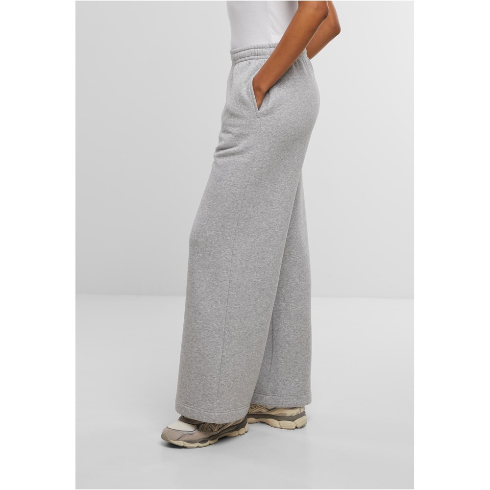 Urban Classics - Fluffy wideleg Dames joggingbroek - Grijs